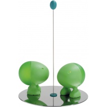 Magnetické postavičky zelenej farby na nerezovom stojane- koreničky Lilliput